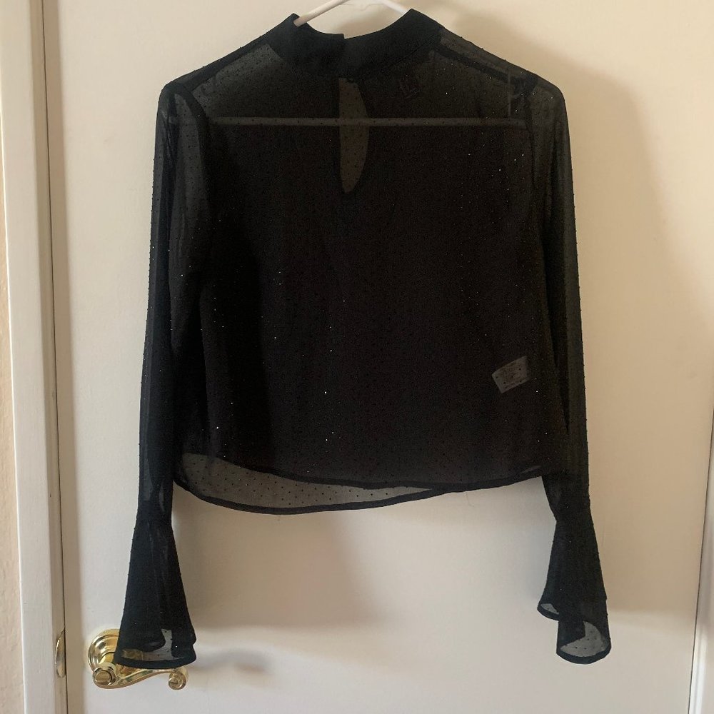 Black rhinestone detail blouse